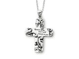Sentimental Expressions(tm) Sterling Silver Antiqued Remain in Me 18 Inch Cross Necklace