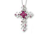 Sentimental Expressions(tm) Sterling Silver July CZ Birthstone Message of the Cross 18 Inch Necklace