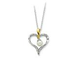 Sentimental Expressions(tm) Sterling Silver and Gold-plated Cultured Pearl Heart and Soul 18 Inch Necklace