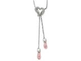 Sentimental Expressions(tm) Sterling Silver Pink and Clear CZ Through the Heart of Love 18 Inch Necklace