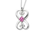 Sentimental Expressions(tm) Sterling Silver Synthetic Pink Stone Loyalty 18 Inch Necklace