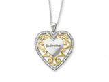 Sentimental Expressions(tm) Sterling Silver and Gold-plated Godmother 18 Inch Heart Necklace