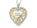 Sentimental Expressions(tm) Sterling Silver and Gold-plated Friends Forever 18 Inch Heart Necklace