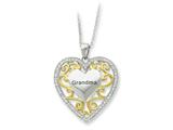 Sentimental Expressions(tm) Sterling Silver and Gold-plated Grandma 18 Inch Heart Necklace