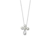 Sentimental Expressions(tm) Sterling Silver Cultured Pearl and CZ Pearls of Purity 18 Inch Cross Necklace