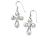 Sentimental Expressions(tm) Sterling Silver Cultured Pearl and CZ Pearls of Purity Cross Earrings