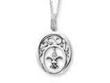 Sentimental Expressions(tm) Sterling Silver and CZ Antiqued Blessed by Purity 18 Inch Necklace