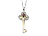 Sentimental Expressions(tm) Sterling Silver and Gold-plated Jan. CZ Birthstone Key 18 Inch Necklace