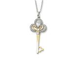 Sentimental Expressions(tm) Sterling Silver and Gold-plated Apr. CZ Birthstone Key 18 Inch Necklace