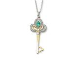 Sentimental Expressions(tm) Sterling Silver and Gold-plated May CZ Birthstone Key 18 Inch Necklace
