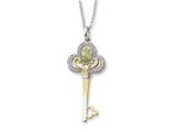 Sentimental Expressions(tm) Sterling Silver and Gold-plated Aug. CZ Birthstone Key 18 Inch Necklace