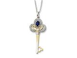 Sentimental Expressions(tm) Sterling Silver and Gold-plated Sep. CZ Birthstone Key 18 Inch Necklace