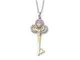 Sentimental Expressions(tm) Sterling Silver and Gold-plated Oct. CZ Birthstone Key 18 Inch Necklace