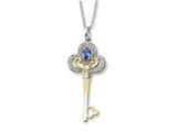 Sentimental Expressions(tm) Sterling Silver and Gold-plated Dec. CZ Birthstone Key 18 Inch Necklace