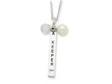 Sentimental Expressions(tm) Sterling Silver Cultured Pearl and CZ I Am A Keeper 18 Inch Necklace