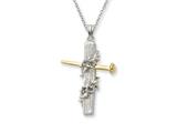 Sentimental Expressions(tm) Sterling Silver and Gold-plated Unforgettable Cross 18 Inch Necklace