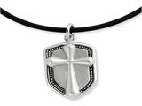 Sentimental Expressions(tm) Sterling Silver Antiqued Our Shield 22 inch Rubber Cord with 2 inch extention Necklace