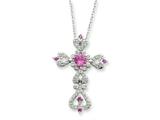 Sentimental Expressions(tm) Sterling Silver Synthetic Pink Sapphire and Clear CZ Perfect Love 18 Inch Necklace