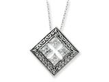 Sentimental Expressions(tm) Sterling Silver Antiqued CZ Cornerstones Of Integrity 18 Inch Necklace