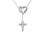 Sentimental Expressions(tm) Sterling Silver CZ Faith And Love 18 Inch Lariat Necklace