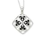Sentimental Expressions(tm) Sterling Silver Antiqued Wishing You Luck 18 Inch Necklace