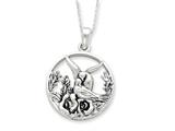 Sentimental Expressions(tm) Sterling Silver Antiqued Love Bird 18 Inch Necklace