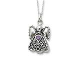 Sentimental Expressions(tm) Sterling Silver Antiqued Feb. CZ Birthstone Angel Ash Holder 18 Inch Necklace