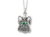 Sentimental Expressions(tm) Sterling Silver Antiqued May CZ Birthstone Angel Ash Holder 18 Inch Necklace