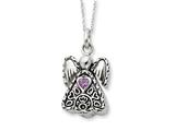 Sentimental Expressions(tm) Sterling Silver Antiqued June Birthstone Angel Ash Holder 18 Inch Necklace