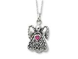 Sentimental Expressions(tm) Sterling Silver Antiqued July Birthstone Angel Ash Holder 18 Inch Necklace