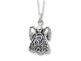 Sentimental Expressions(tm) Sterling Silver Antiqued Dec. Birthstone Angel Ash Holder 18 Inch Necklace
