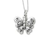 Sentimental Expressions(tm) Sterling Silver Antiqued Butterfly Ash Holder 18 Inch Necklace