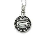 Sentimental Expressions(tm) Sterling Silver Antiqued Dog Bone Ash Holder 18 Inch Necklace