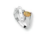 Sterling Silver Citrine and Diamond Ring