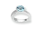 Sterling Silver Blue Topaz and Diamond Ring