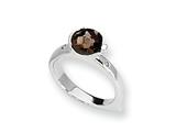 Sterling Silver Smokey Quartz and Diamond Ring
