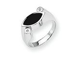 Sterling Silver Onyx and Diamond Ring