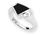 Sterling Silver Onyx and Diamond Ring