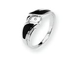 Sterling Silver Onyx and Diamond Ring
