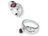 Sterling Silver Garnet and Diamond Ring