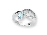 Sterling Silver Blue Topaz and Diamond Ring