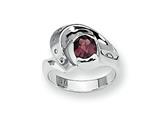 Sterling Silver Garnet and Diamond Ring