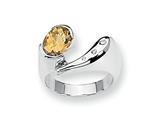 Sterling Silver Citrine and Diamond Ring