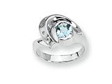 Sterling Silver Blue Topaz and Diamond Ring