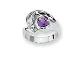 Sterling Silver Amethyst and Diamond Ring