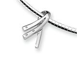 Sterling Silver and Diamond Awareness Ribbon Slide Necklace