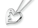 Sterling Silver and Diamond Heart Pendant Necklace