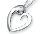 Sterling Silver and Diamond Heart Pendant Necklace