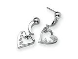 Sterling Silver and Diamond Heart Post Earrings