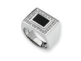 Sterling Silver Onyx and Diamond Men"s Ring